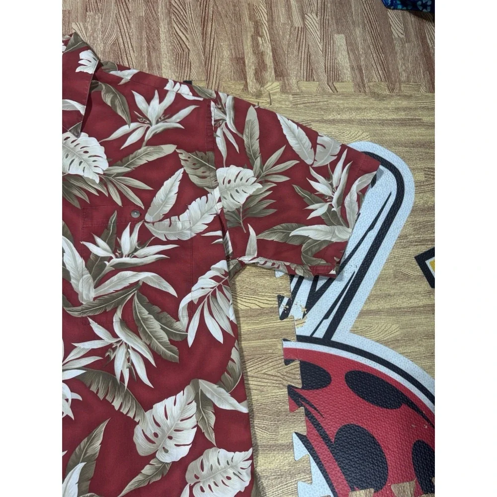 Pierre Cardin Tropical Palm Hawaiian Floral Print‎ Cotton Lawn Shirt Size L